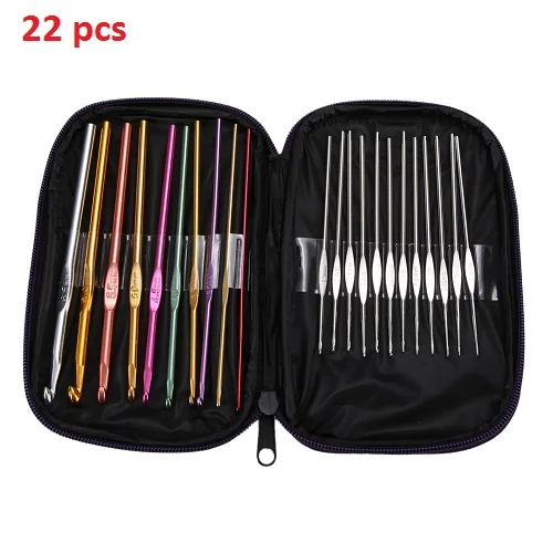 22 pcs 100 шт Классический Крючок для вязания крючком иголки, швы для вязания отличное качество без деформации чехол ткацкое шитье набор инструментов Newst - Цвет: 22 pcs