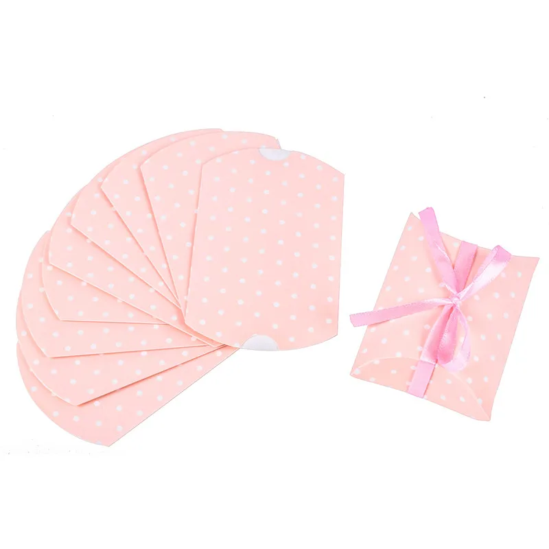 pink with ribbon Подарочная коробка для конфет, вечерние подарки, Подарочная коробка для конфет, 10 шт - Цвет: pink with ribbon