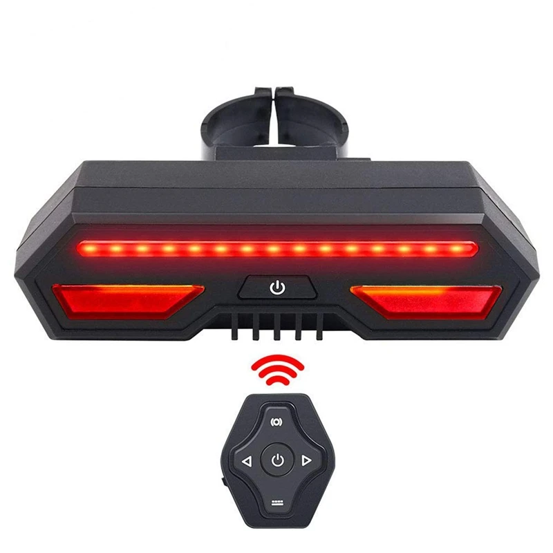 Bike Tail Light with Turn Signals,Wireless Remote Control Bicycle Tail Light,Safety Brake Lights and Warning Light,2200mAh USB R