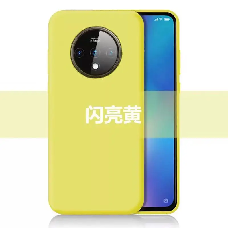 yellow Чехол для Oneplus 7 T, мягкий чехол из жидкого силикона и резины для Oneplus 7 t 7 t Explorer, противоударные телефонные чехлы, чехлы - Цвет: yellow