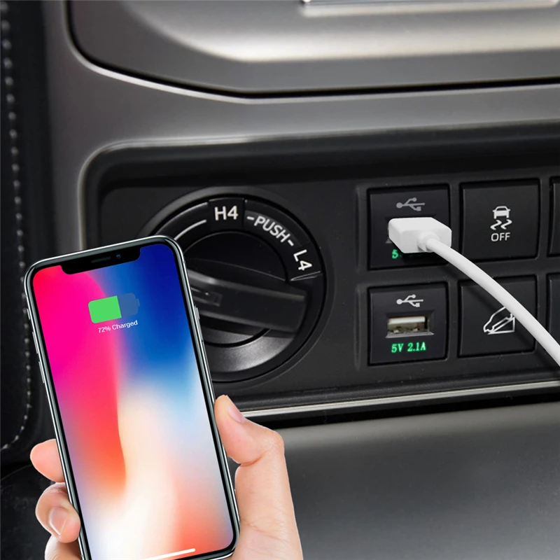 USB Автомобильное зарядное устройство MICTUNING 2.1A с синим индикатором для телефонов и