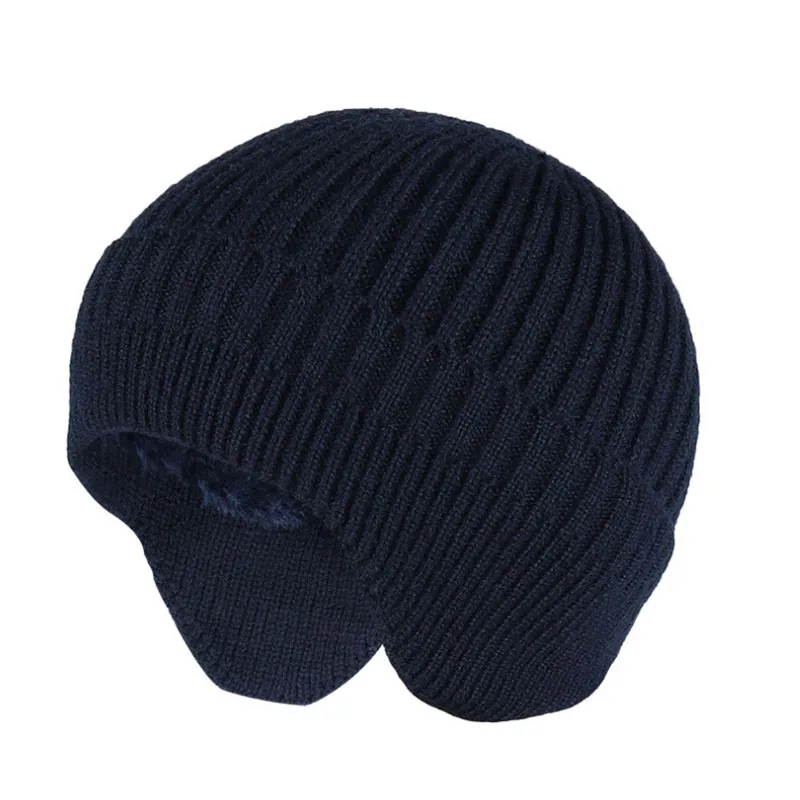 2021 New Winter Earmuff Cap Men's Outdoor Knitted Hat Women's Thicken Warm Beanies Skull Windproof Earflaps  Bonnet  Chapeu