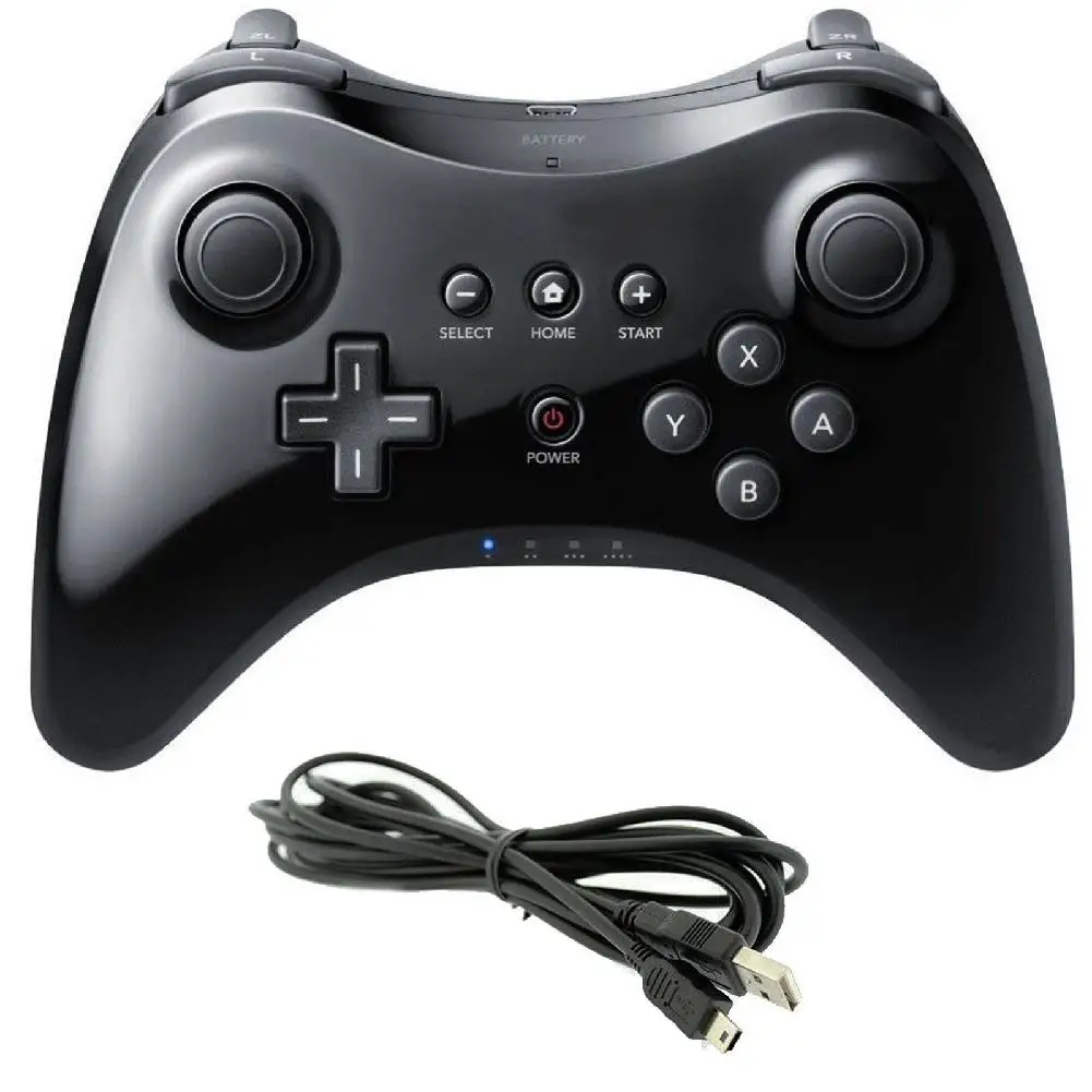 Беспроводной Классический Pro контроллер Джойстик Геймпад для Nintendo wii U Pro с usb-кабелем беспроводной контроллер r60 - Цвет: 1pcs black
