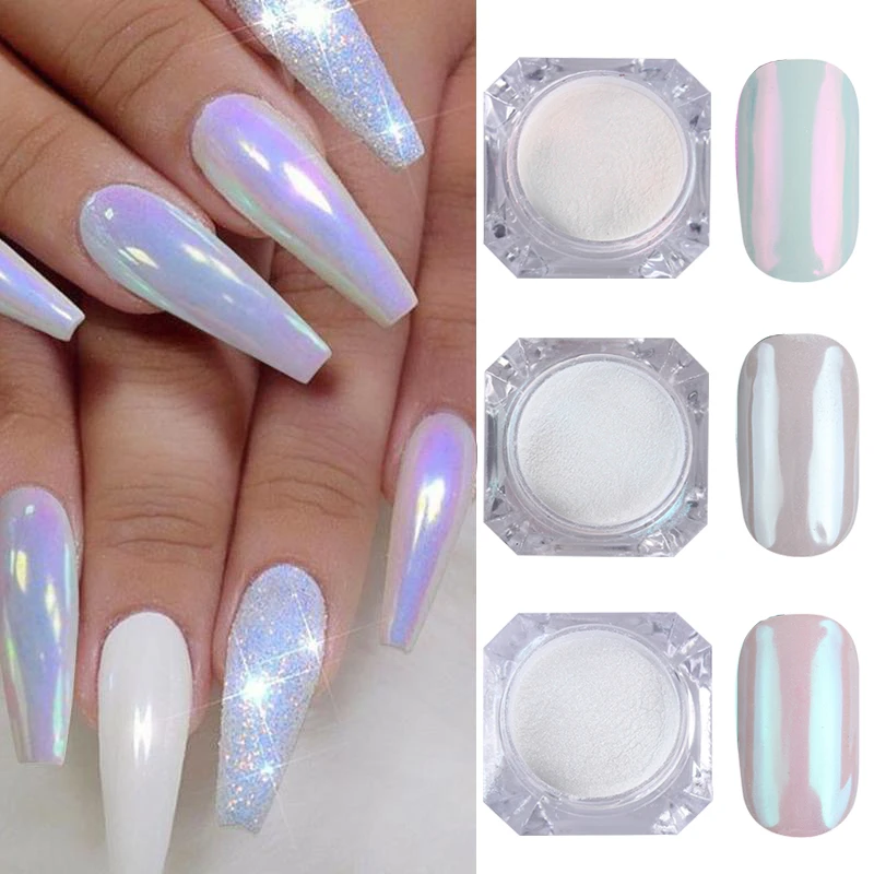 1 Box Purple Pearl Nail Glitter Powder Neon Sparkle Mirror Dipping White Nail Chrome Pigment Dust Polish Decor Nail Glitter Aliexpress