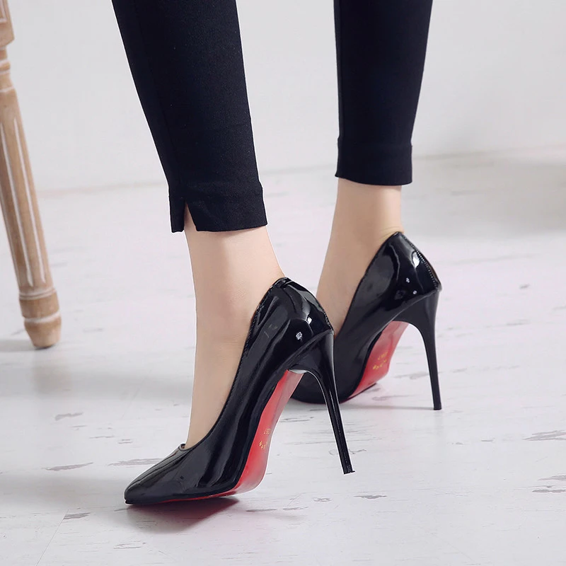 Tacones/обувь женские туфли-лодочки на высоком каблуке 11 см; пикантные женские свадебные туфли с острым носком; Talon Femme черные туфли на каблуке; большие размеры 35-44