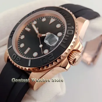 

40mm Bliger/Sterile Top Watch Black Dial Rose Gold Case Cermaic Bezel Sapphire Glass Miyota Automatic Movement Mens Watch