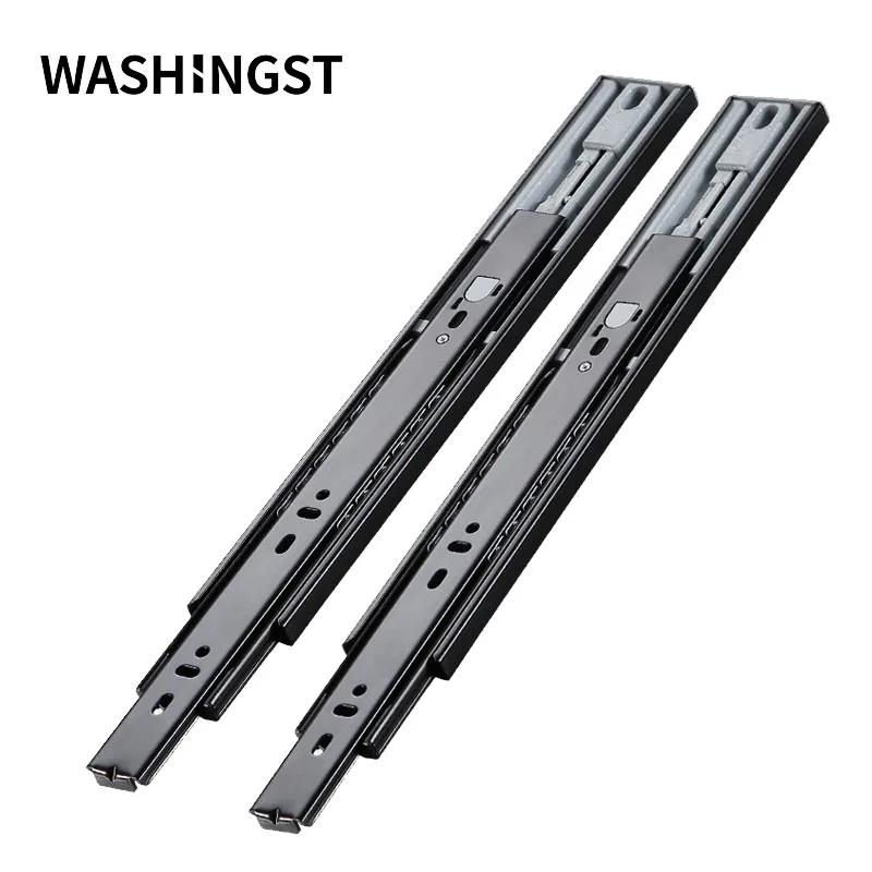 WASHINGST Kitchen Hardware  45mm Width Soft Close Cabinet Drawer Slides Silent Three-Section Mute Guide Rail