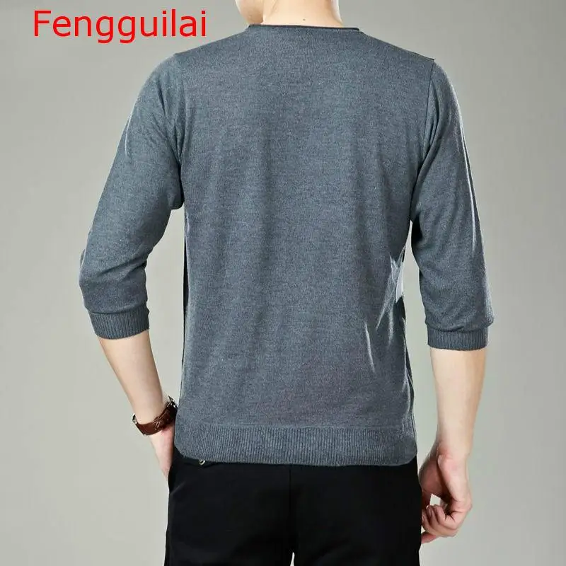 Fengguilai Модный Полосатый узор с v-образным вырезом Pull Homme зима осень теплый кашемировый шерстяной свитер мужской вязаный пуловер рубашка