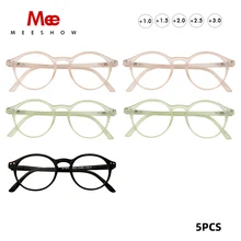 Meeshow очки для чтения 5 шт. Ретро прозрачные модные очки Lesebrillen смешанные цвета Мощность очки для чтения оптом