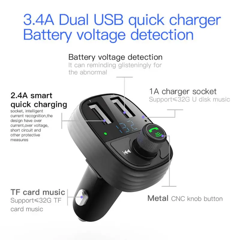 Многофункциональный без потерь Музыкальный Bluetooth 4,2 FM Дальность передачи MP3 плеер автомобиля сигареты USB порт