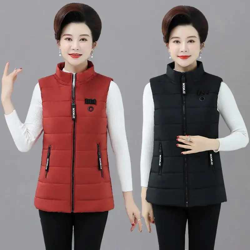 

2022 Women Cotton Padded Jacket Waistcoat 5XL Ladies Jackets Mother Wear Autumn Winter Parkas Zipper Vest Tops Coat Female