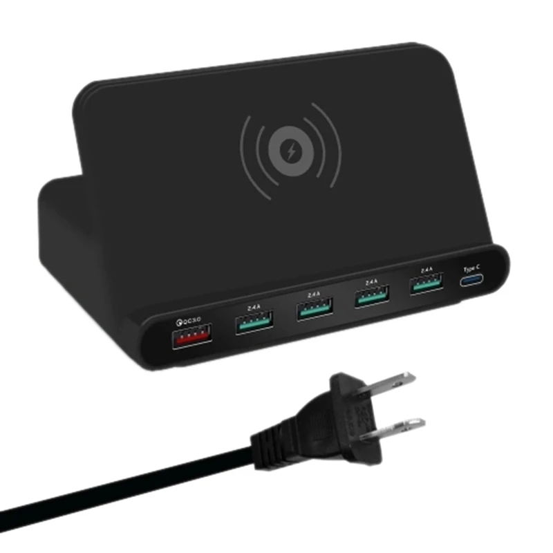 3 in 1 Universal Qi Wireless Recharger for Smartphone Multi USB Quick Charge Holder(US Plug) | Электроника