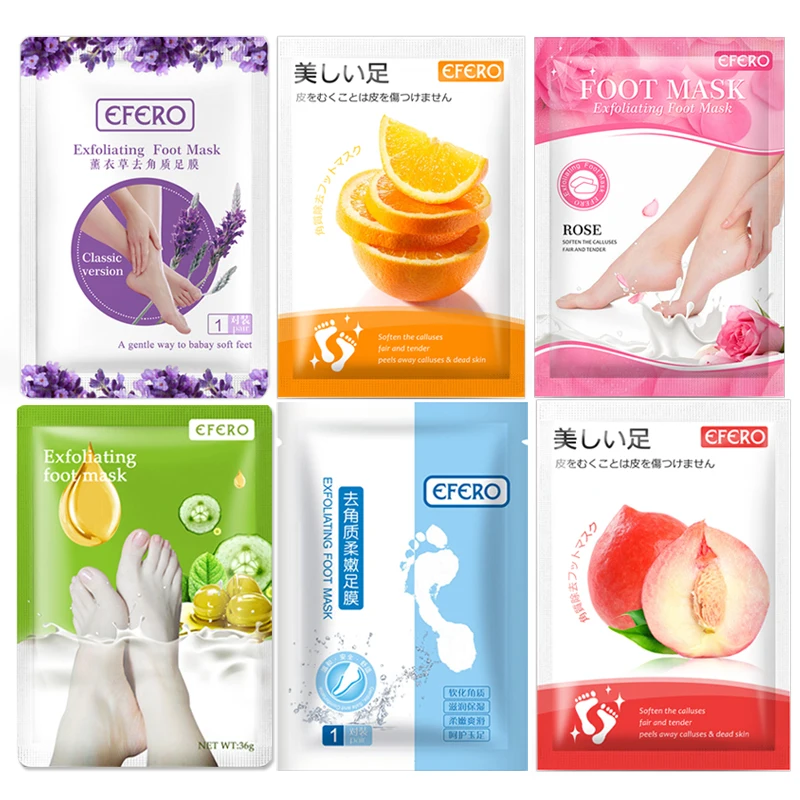 

6Pairs Foot Peeling Mask Exfoliating Pedicure Socks Exfoliation for Feet Mask Remove Dead Skin Heels Moisturizng Feet Care EFERO