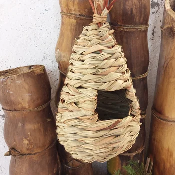 

4X Hand-Knitted Bird Nest Hatching Breeding Cave House Fits for Parrot/Canary/Sparrows House Garden Decoration
