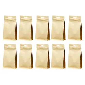 

10pcs Self-Sealing Food Storage Bag Kraft Paper Pouch Snacks Storage Bags Treat Bags Food Package Bag Tea Sealed Bag