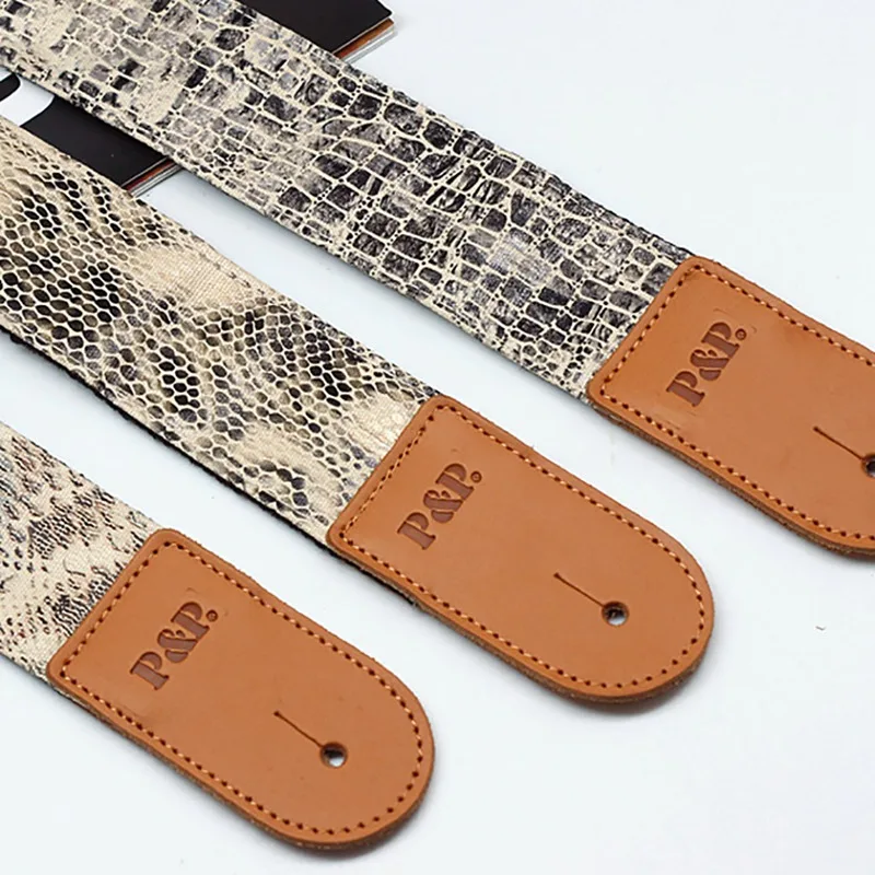 Practical Adjustable 95-150cm Electric Bass Guitar Strap Personality Crocodile Snake Skin PU leather Acoustic Guitar Accessories