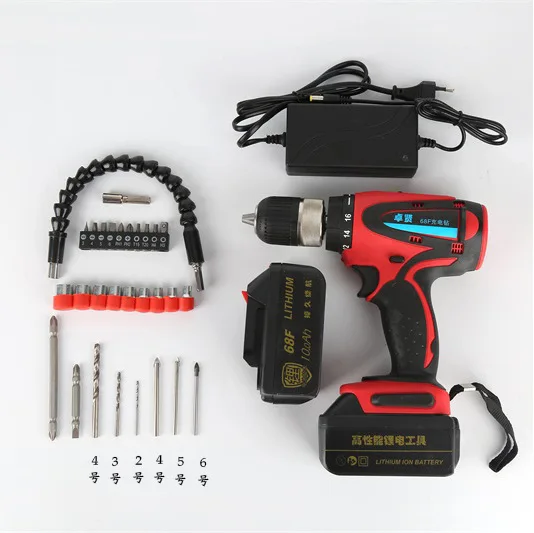 

68F13A High-Power Electric Drill Lithium Rechargeable Hand Drill Multi-functional Torque Drill Electric Tool