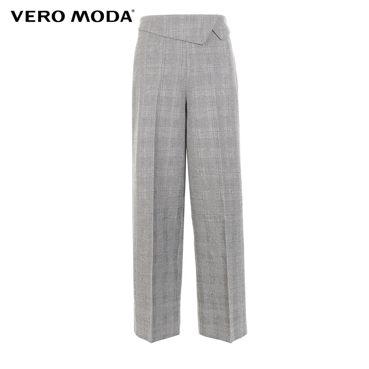 Vero Moda женские свободные брюки с высокой посадкой в клетку Асимметричные широкие повседневные брюки | 319150507