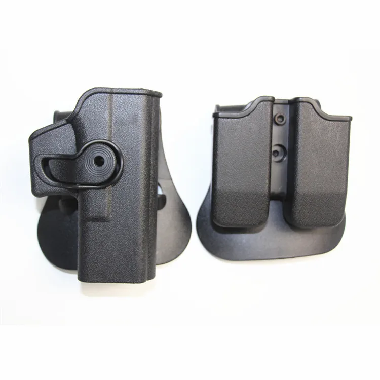 Tactical Combat Gun Holster for Glock 17 19 22 23 31 32 Airsoft Pistol Belt IMI Holster with Double Magazine Pouch for Hunting