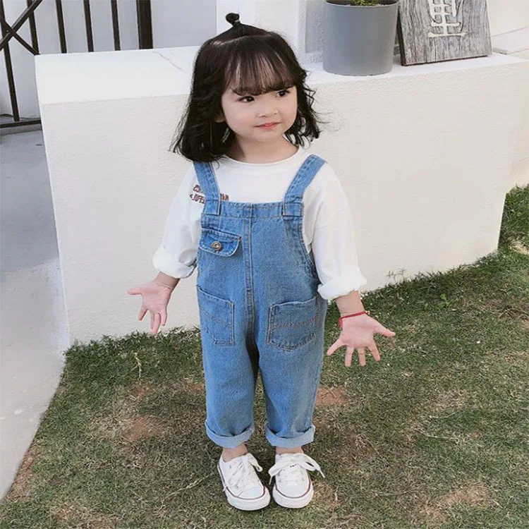Childrenswear Girls Autumn Clothing New Style Korean-style Casual Children Cowboy Suspender Pants
