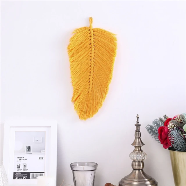 OOTDTY Handmade Tassels Macrame Leaves Tapestry Nordic Style Tapestry Wall Hanging Toys Kids Room Decor Home Nursery Boho Decor 6
