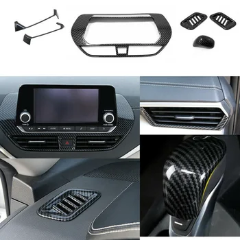 

6X ABS Carbon Fiber Black Interior Decoration Trim Cover For Nissan Altima 2019-2020 High Quality Decoration Cover Trims