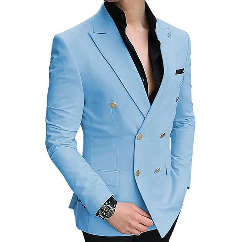

2020 New Men's Suits Casual Prom Tuxedos Slim Fit 2 Piece Double Breasted Notch Lapel for Wedding Grooms (Blazer+Pants)