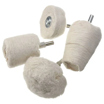 

4Pcs White Flannelette Polishing Wheel Cone Column Mushroom T-Shaped Wheel Grinding Head with 1/4 Inch Handle for Metal Aluminum