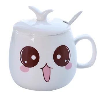 

Mug Cup Travel Cup Equipment Cartoon for Kids Smiley Mixing Mug Handmade White Children Long Distance Relationship Gifts GG50mk