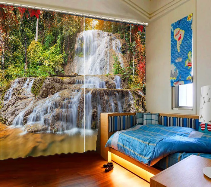 customize 3d Printing Curtains Living Room Bedroom window curtain 3d Waterfall water modern blackout curtains