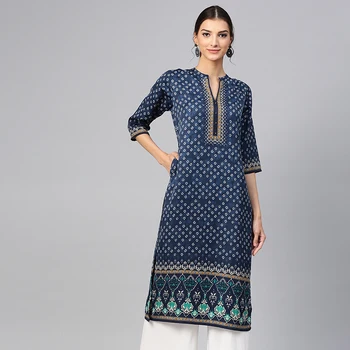 

Indian Ethnic Blouses India Dress for Women Clothing Kurta Vestido Indiano Kurtha Long Kurti Pakistani Blouse Cotton Stamp