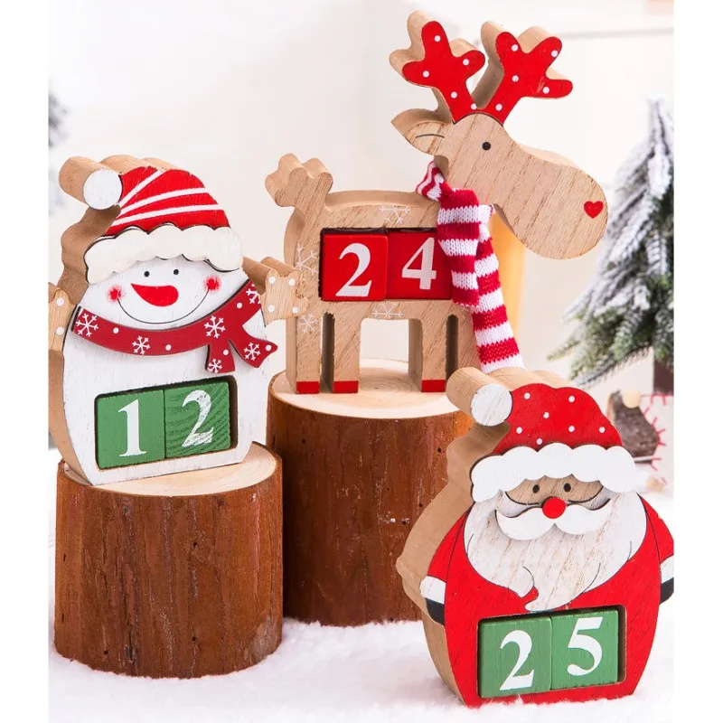 Стильное деревянное модное рождественское декоративное украшение-календарь Дед Мороз настольные украшения