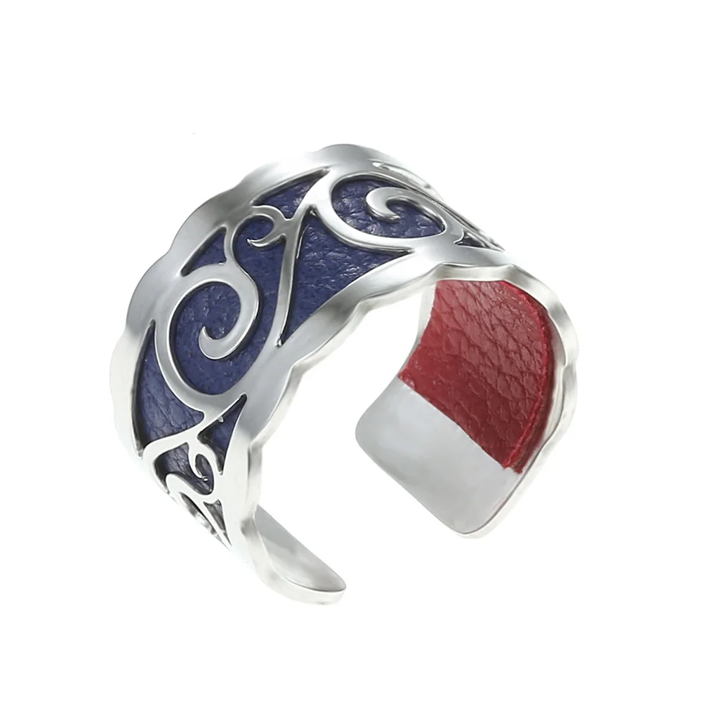 001 Cremo, сделай сам, простое кольцо, Argent, кольца для женщин, Bijoux, кольцо из нержавеющей стали, сменная кожа, Bague Femme - Цвет основного камня: 001
