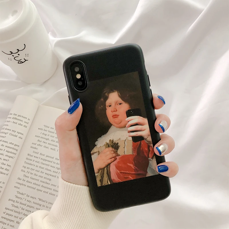 

Fat girl oil painting case phone for cover iphone 6 s plus iphone 6s 7 8 plus scrub silicone soft cover for iphone xr x xs max 7