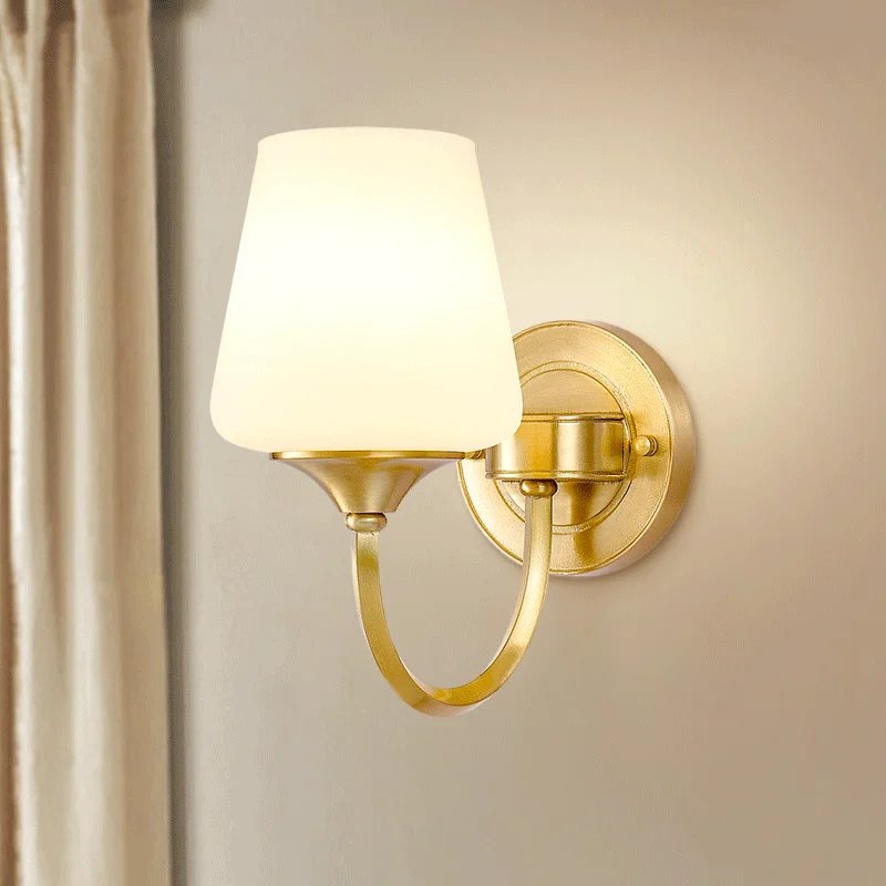 Комнатный настенный светильник для спальни прикроватный медный роскошный фон