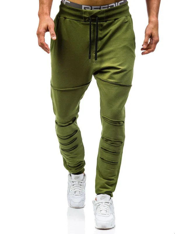 

Large Size Autumn Clothing New Style Trousers Large Size Men with Holes Double Pocket Design Men's Athletic Pants Casual Pants