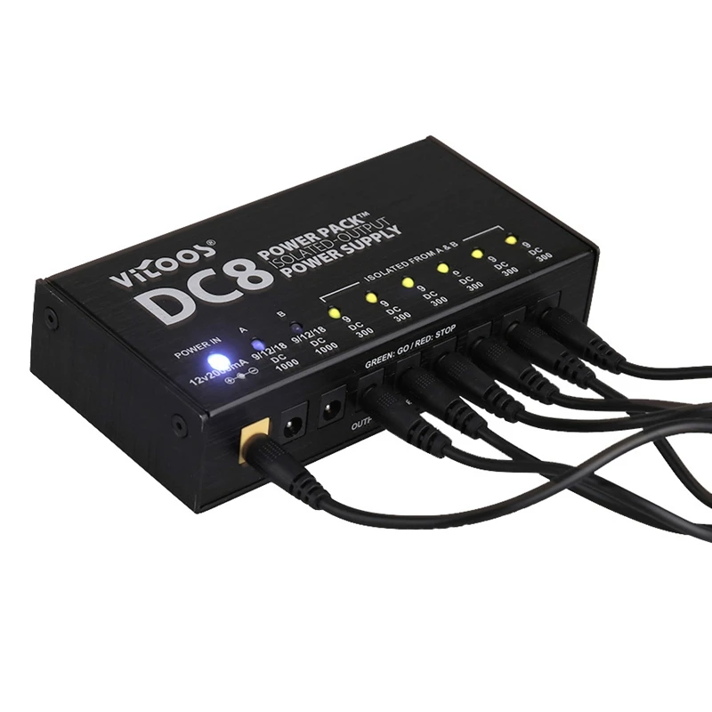 VITOOS DC8 гитарные педали эффектов источник питания 8 изолированных выходов 6 ходовых 9 в 2 ходовых регулируемых 9 в 12 В 18 в переключение стабилизированных Voltag
