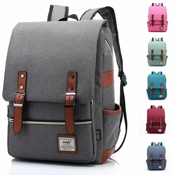 

Men&Women Vintage Style Casual Canvas Shoulder Travel Bag School Backpacks Korean Students Fashion Canvas Bag Bookbag