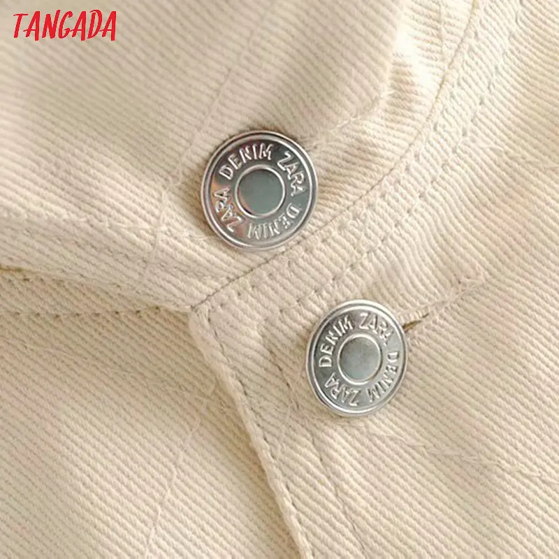 Tangada, Женские однотонные джинсовые куртки с поясом, пуговицами, карманами, длинным рукавом, короткая стильная куртка, женские топы бойфренда 6P18