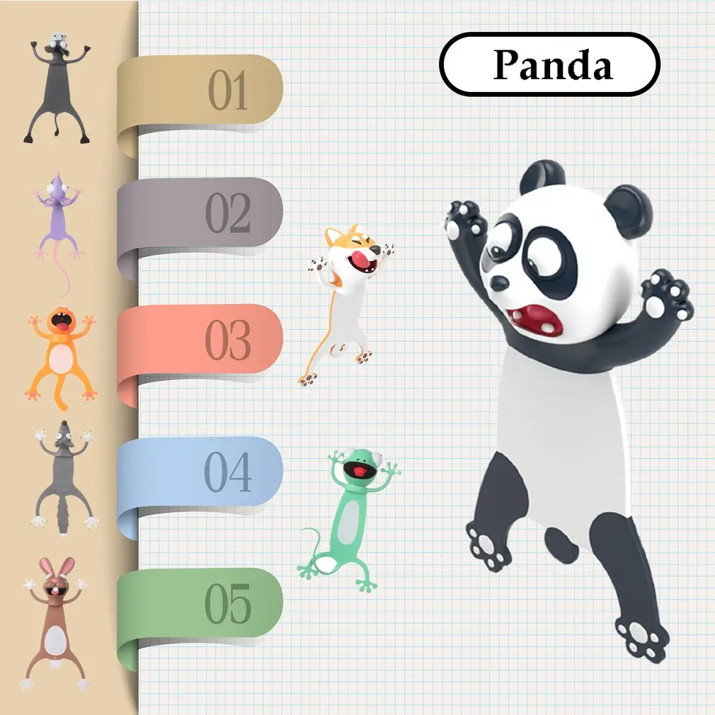 

3D Stereo Cartoon Marker Animal Bookmarks Original Cute Cat PVC Material Funny Student School Stationery Children Gift Bookmark