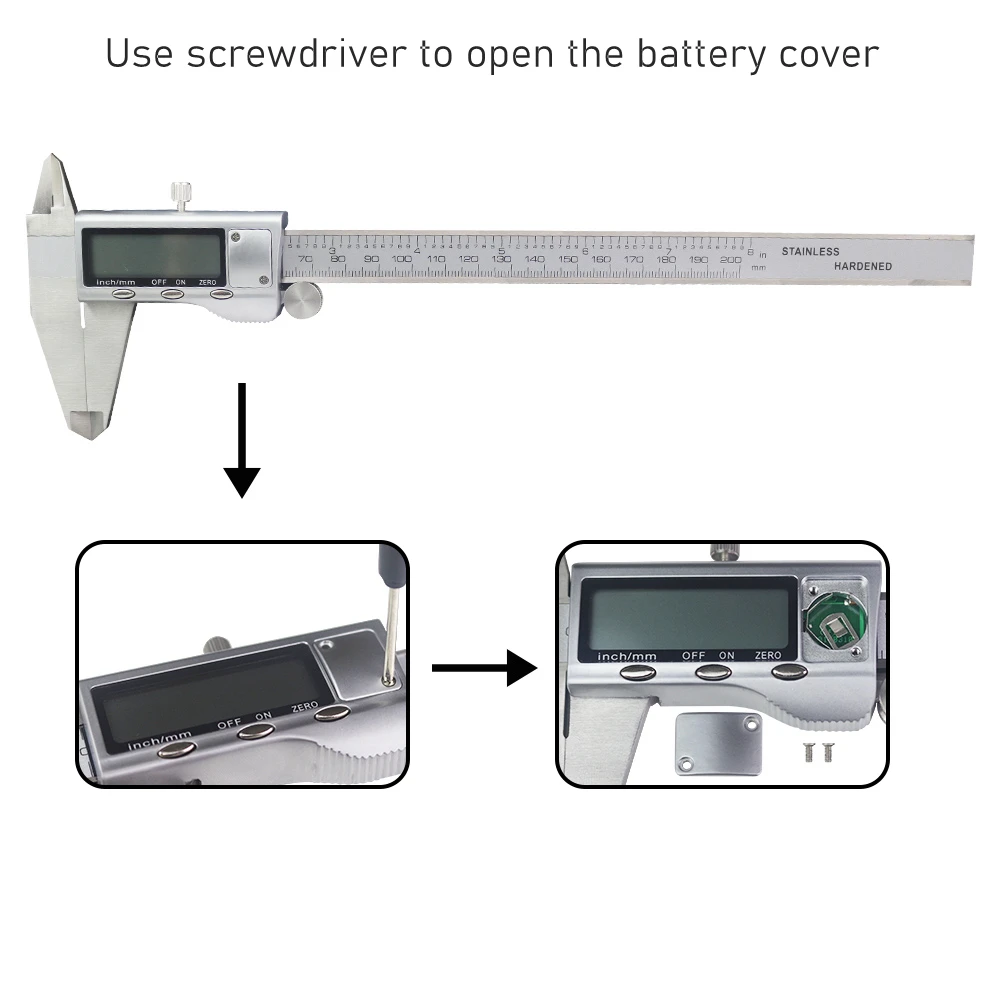 aço inoxidável vernier caliper 0.01mm ruller medidor