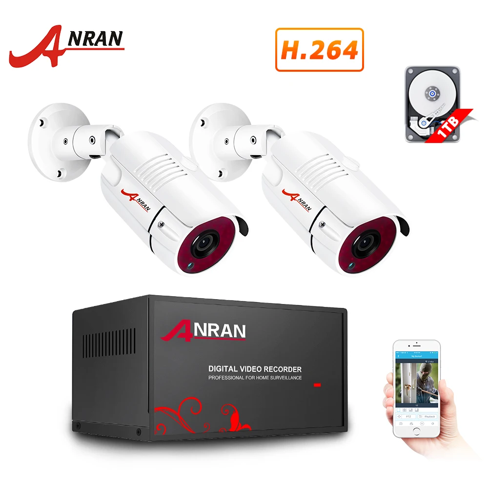 1080P AHD DVR CCTV система 1080P ИК ночного видения камера безопасности комплект крытый и открытый 8CH DVR система видеонаблюдения ANRAN - Цвет: 2 Camera 8CH DVR