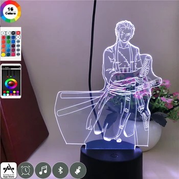 

Big Swordsman Clock Base 3D Lamp One Piece Roronoa Zoro The Japanese Anime light Bright Base Atmosphere Unique Decorative Infant