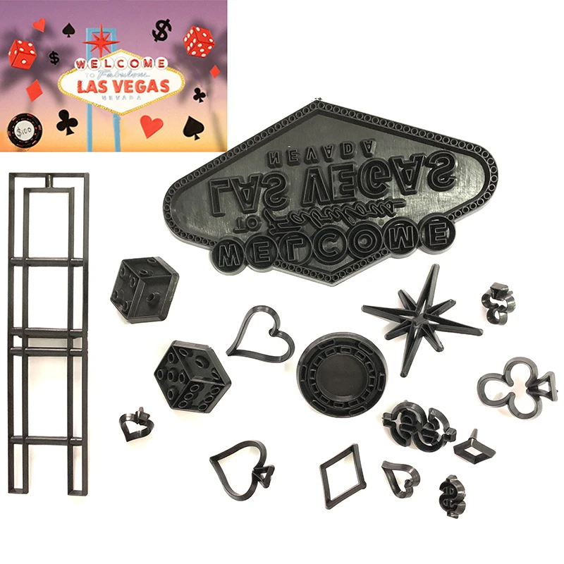 Casino Theme Cookie Cutter Plastic Pastry Mould Fondant Cutter Mold Cake Decorating Tools Poker Candy Baking Cake Stamping Mold1
