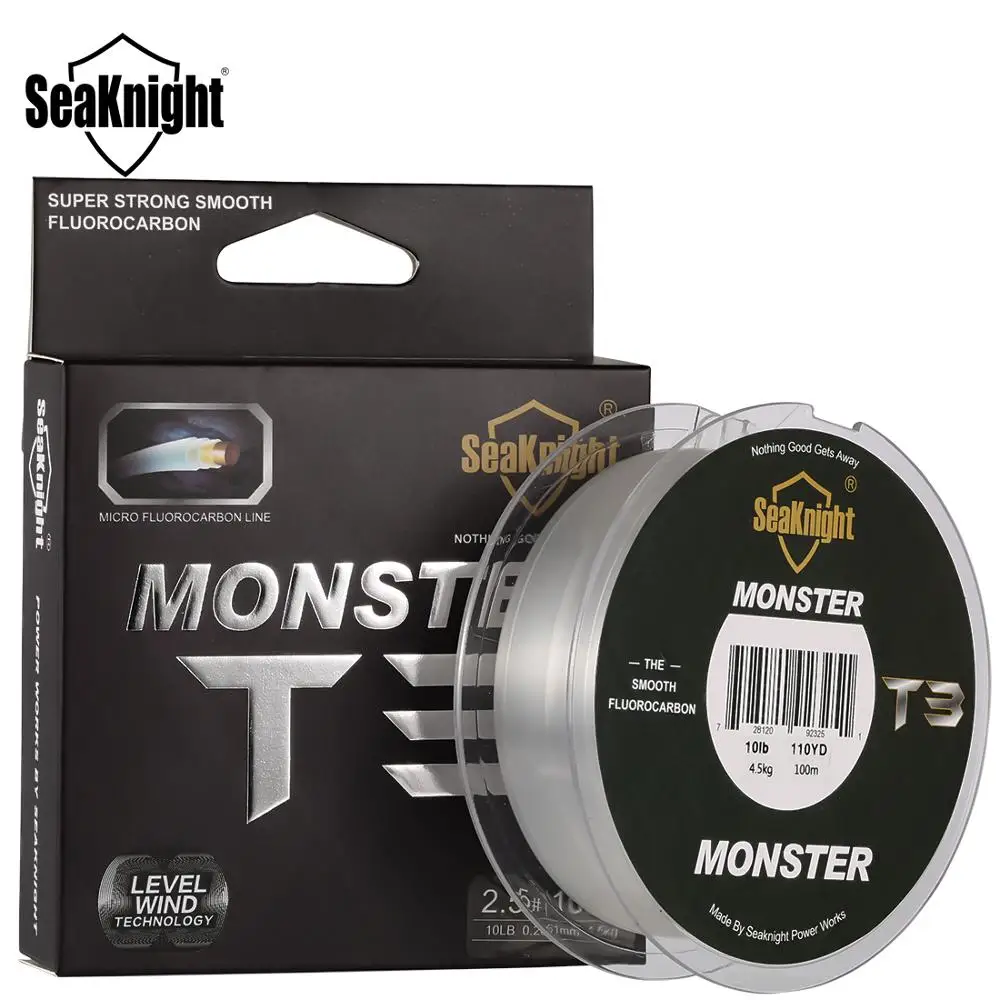 

SeaKnight Brand MONSTER T3 Triple Fluorocarbon Structure Fishing Line 100M 0.148-0.32mm Top Japanese Material Fluorocarbon Line