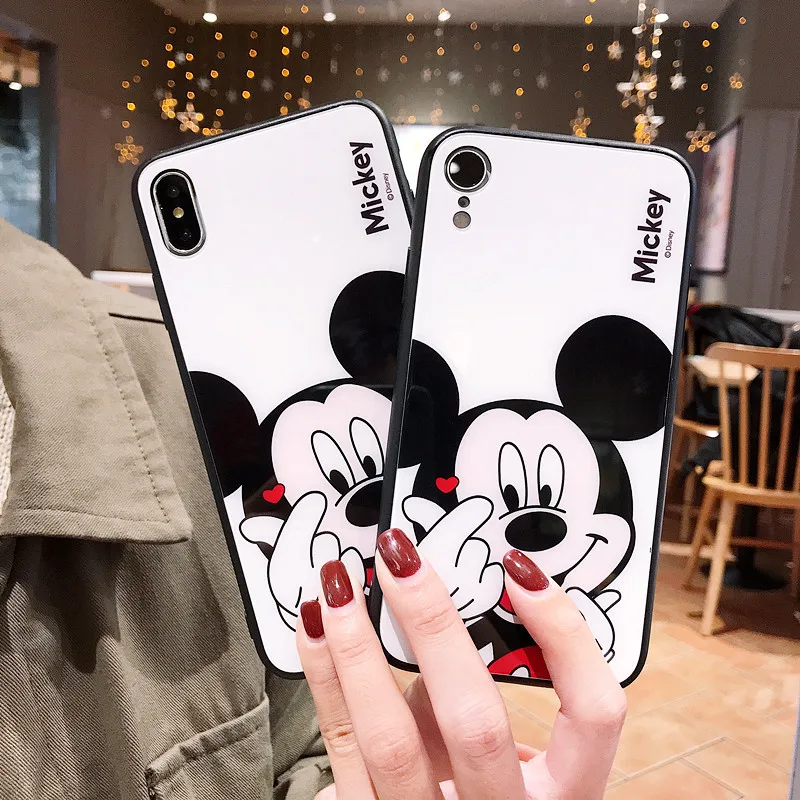Роскошный милый картонный чехол для телефона Disneys из закаленного стекла для iPhone Xr X Xs Max iPhone 7 8 6 6s Plus