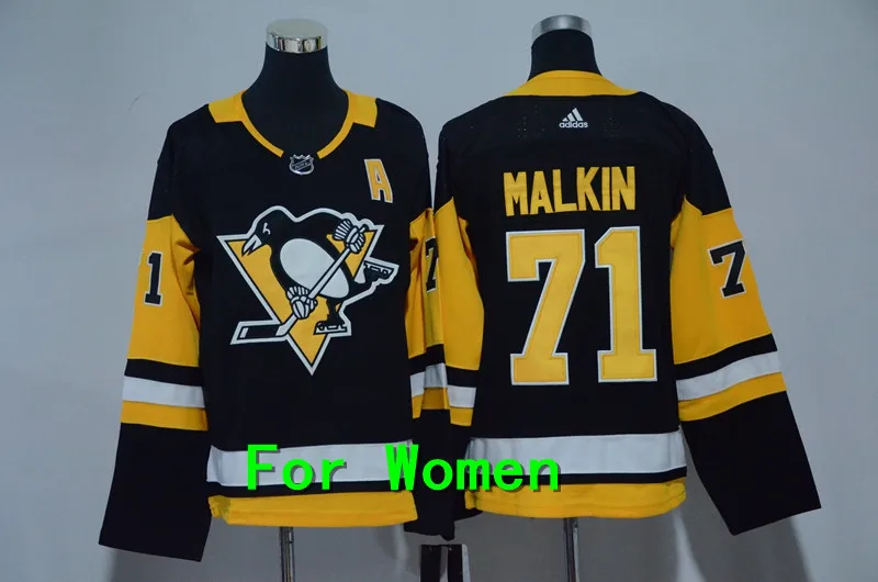 Женская одежда для взрослых с вышивкой Питтсбург#87 Sidney Crosby 71 Evgeni Malkin 58 Kris Letang 81 Phil Kessel Jersey - Цвет: 4