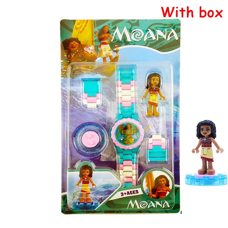 Moana boxed Buzz Lightyear блочные часы, игрушки для детей, забавные вращающиеся строительные блоки, электрическая фигурка, игрушка для мальчика, рождественские подарки - Цвет: Moana boxed