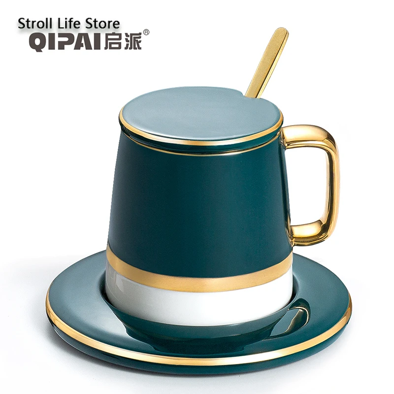 Креативная кофейная чашка керамическая офисная Питьевая кружка с крышкой Ложка