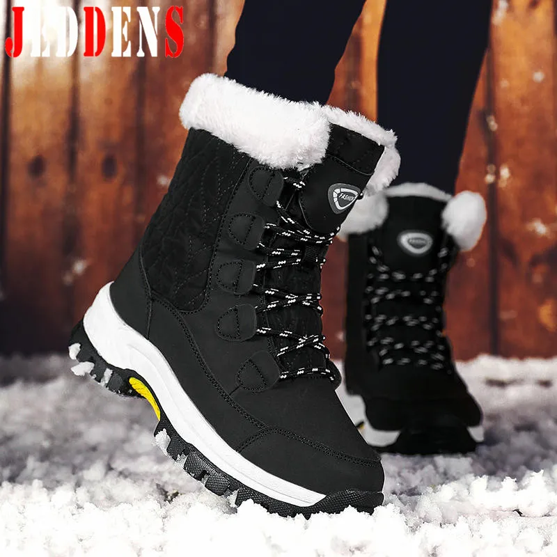 Faux Fur Boots Female Women Shoes Keep Warm Leopard Women's High Boots Fashion Soft Winter Shoes Lace Up Fur Woman Snow Boots W8